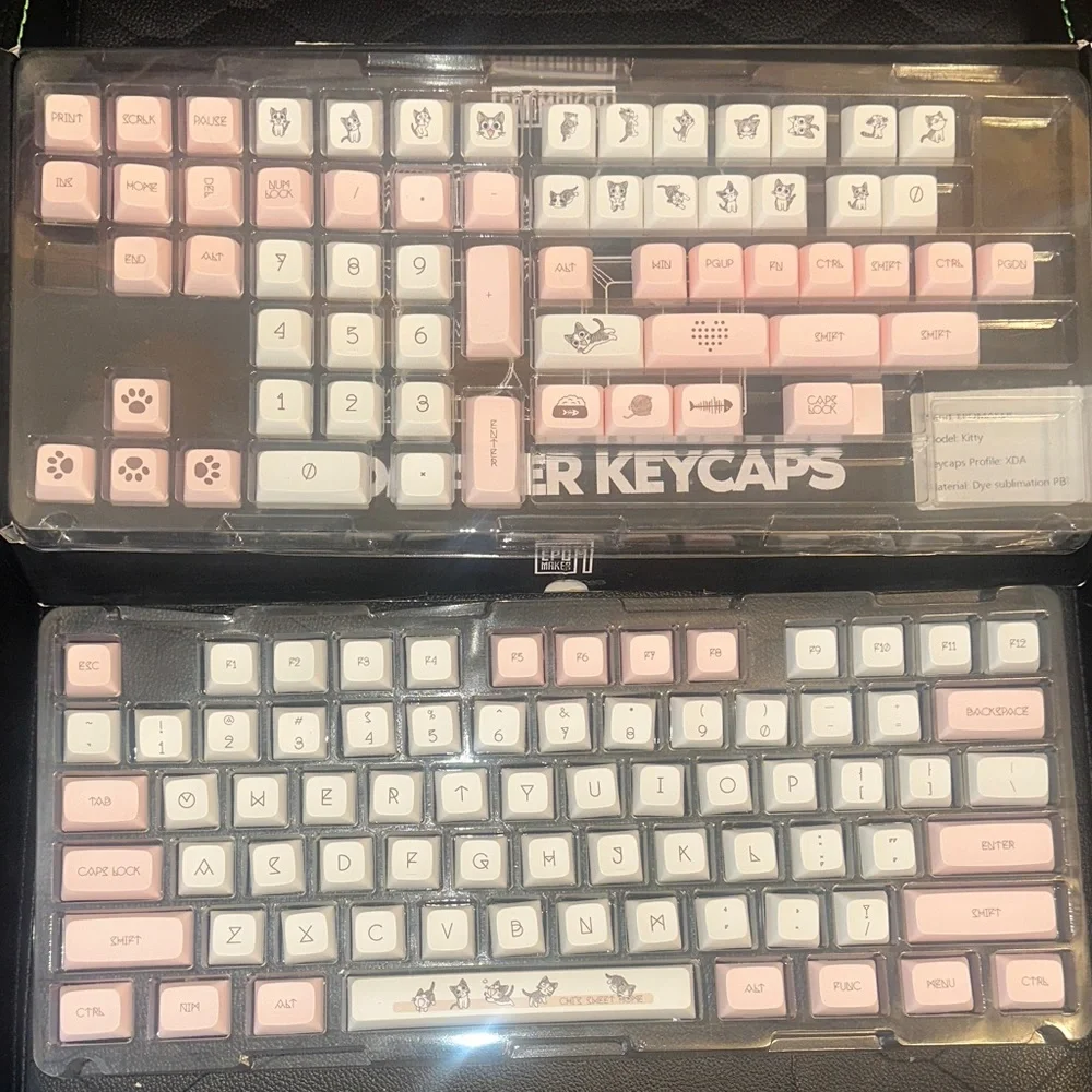 EPOMAKER Pink and White Kitty PBT Keycap Set